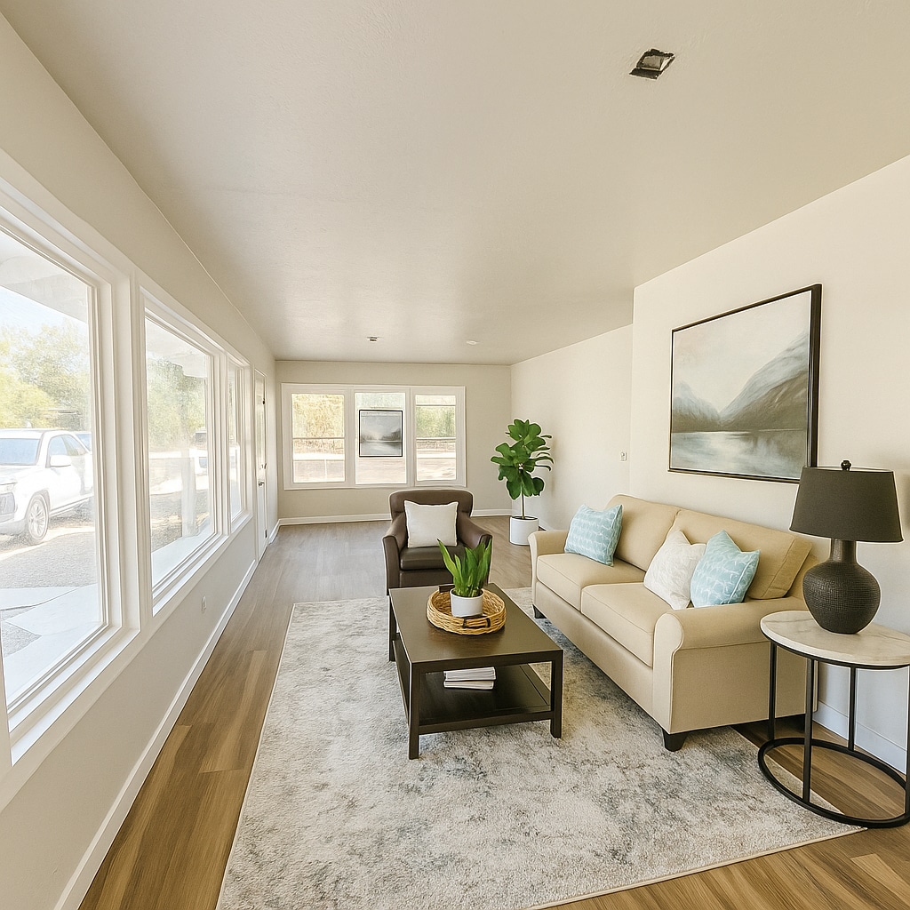 Virtually staged living room - 2015 Elm Ave
