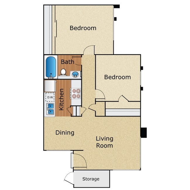 2Bd1Ba.png - Highland Creek Apartment Homes