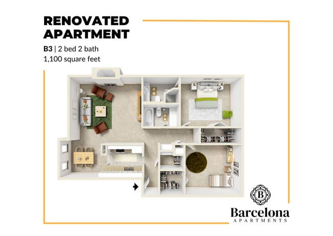 2 bed 2 bath renovated unit - Barcelona Apartments