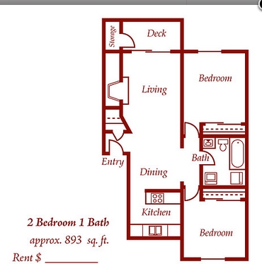 2 Bedroom 1 Bath - Weatherstone Apartments