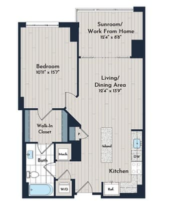 1Bs-1 Floor Plan - Meridian 2250 at Eisenhower Station