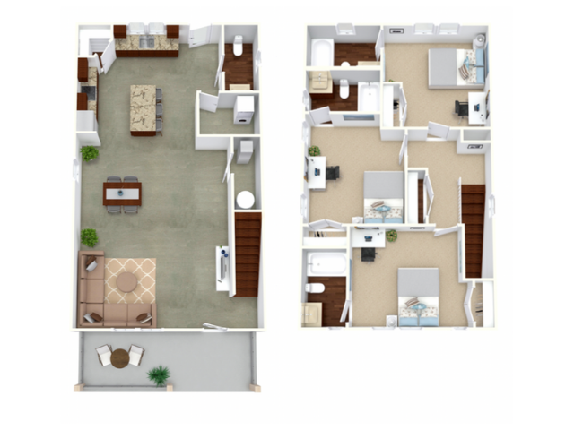 3 Bedroom Edisto - The District at Clemson | Student Housing