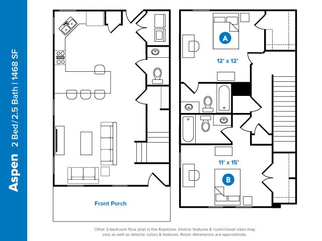 Aspen - 2 Bed/2.5 Bath - The Cottages at Corpus Christi