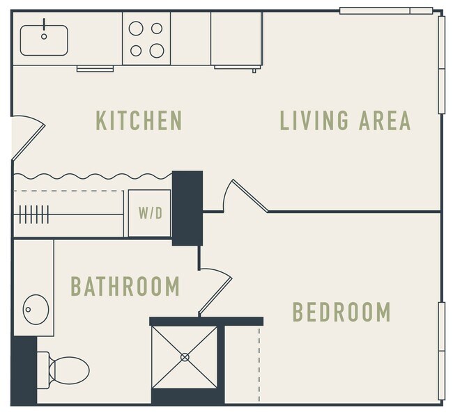 1x1 2D floor plan - Broadview at Vanderbilt