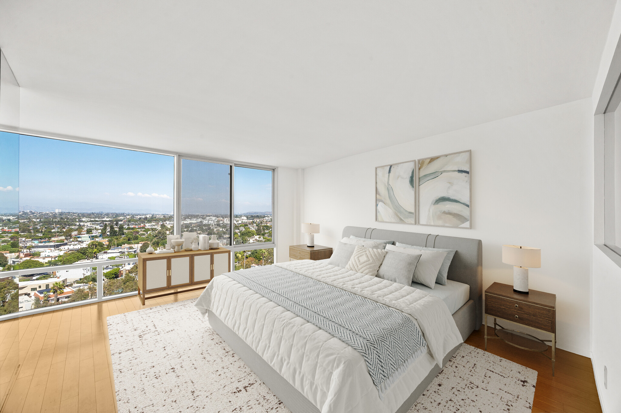 Virtual staging in primary bedroom - 4316 Marina City Dr