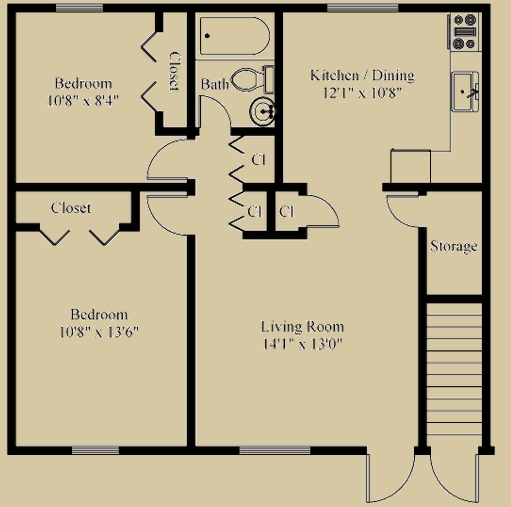 2BR/1BA - Hamilton Park Apartments