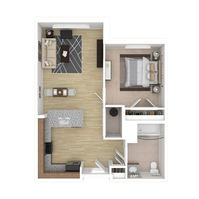 Periwinkle - 1 Bed, 1 Bath, 633-831 sq. ft. - Oakwood Meadow Senior Residences