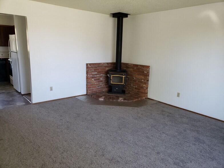 Wood Stove in Living Room - 12202 E 10th Ave