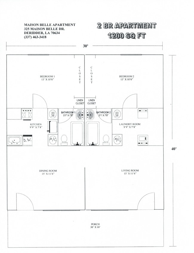 2 Bedroom Floorplan - Maison Belle Apartments