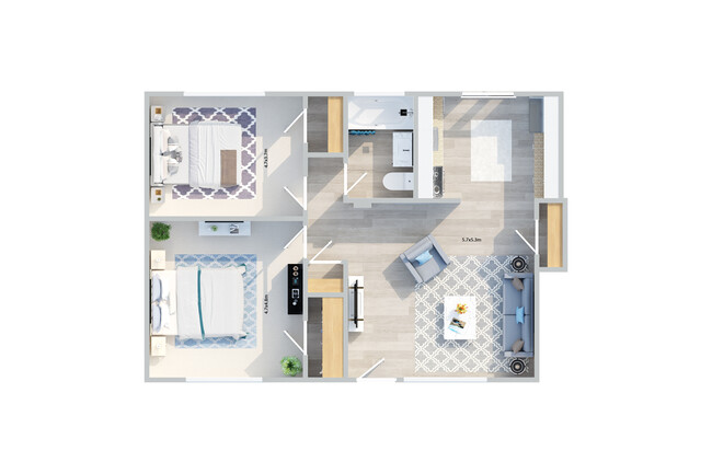 2 Bedroom Floorplan W/ Dimensions - Sutter Crossing (12/24)