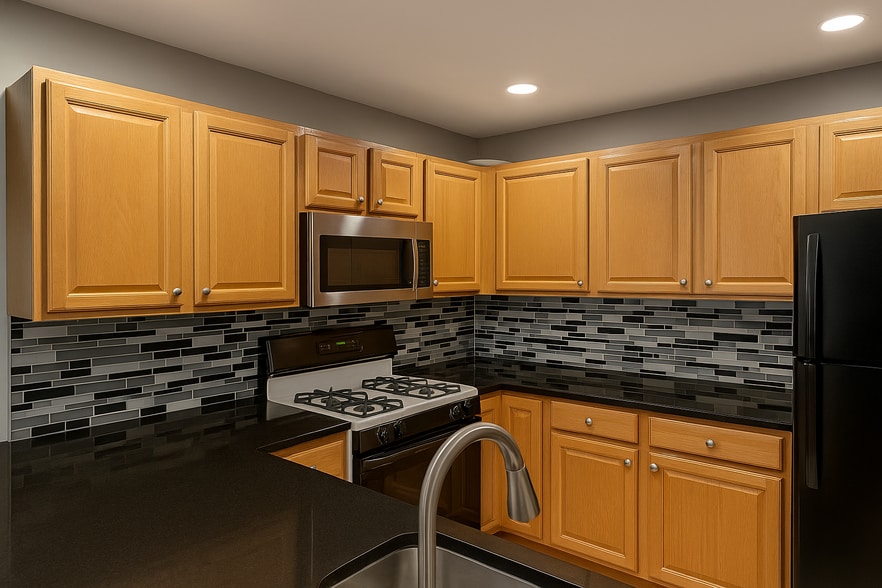 1st Floor New Kitchen Back Splash and Microwave - 512 W 12 Mile Rd
