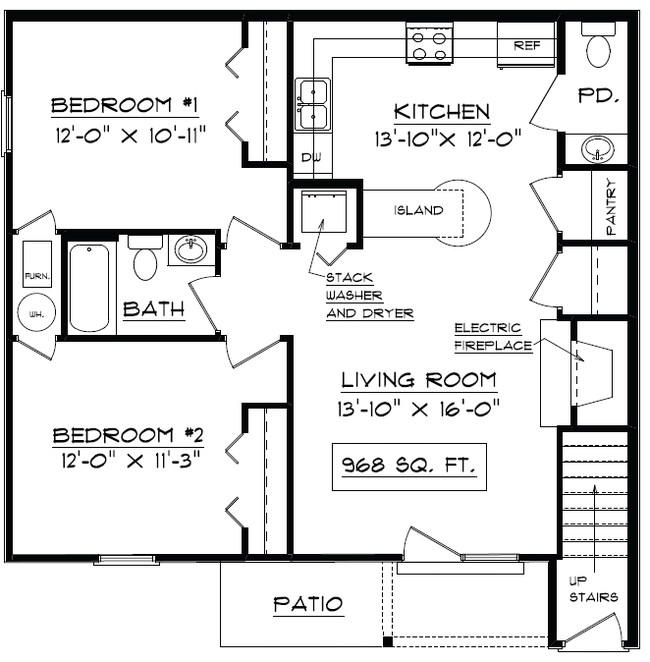 Two bedroom/one and a half baths 1st floor - Wellington Place