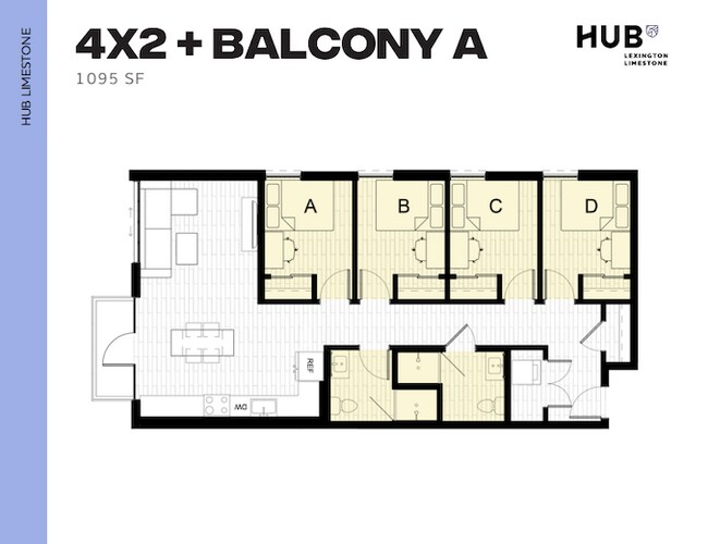 4x2 + Balcony A - Hub Limestone