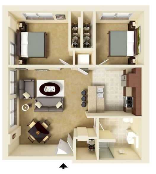 Aperture MFTE 2 Bed 1 Bath Floorplan - Aperture on Fifth