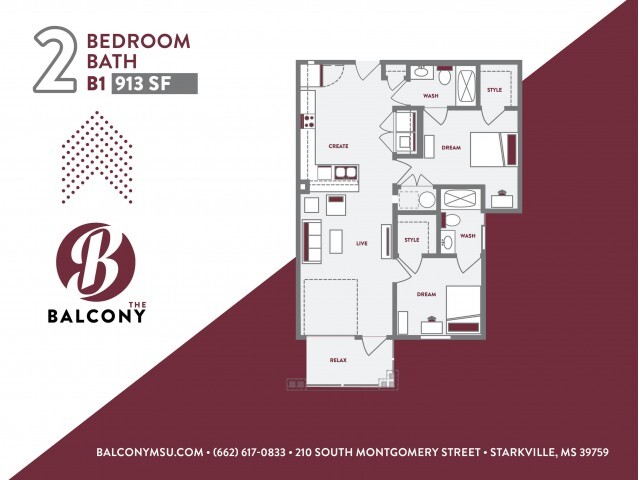 Two Bedroom - The Balcony MSU | Student Housing