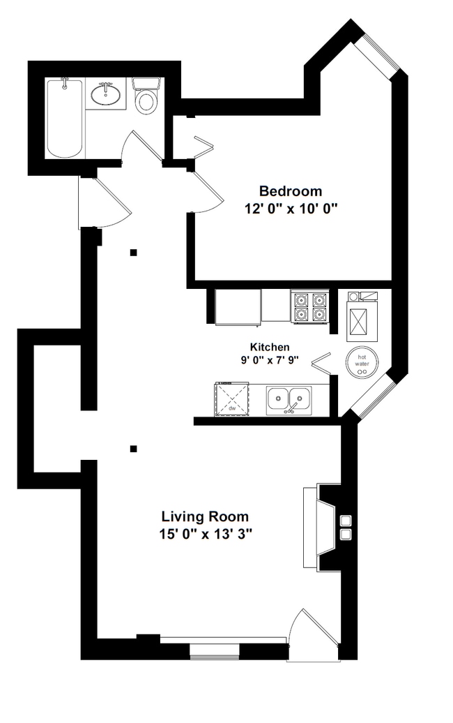 Represents 700 SQFT apartment in the 3425 Building - Maynard At Elaine Place