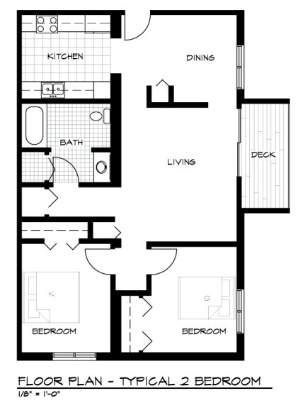 2 BR Floor Plan - Lakeside Apartments