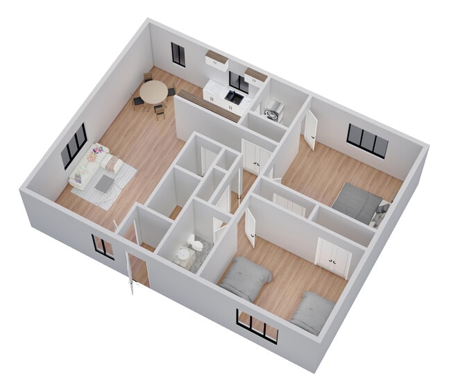 2BR Angle 1 - Clinton Village Apartments