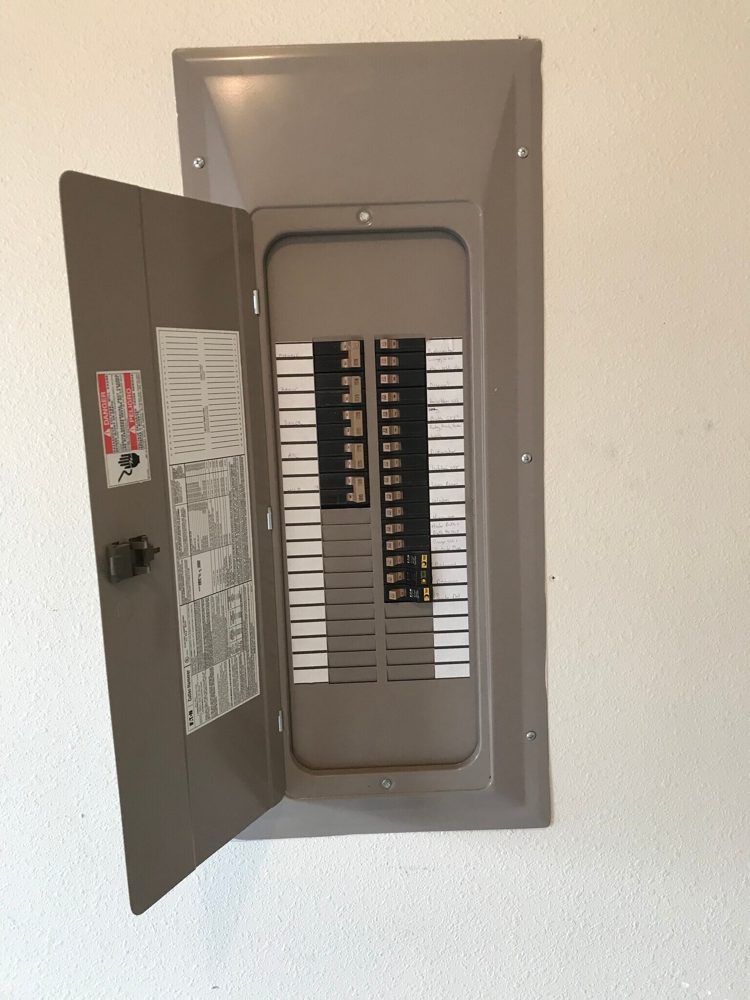 Breaker panel in garage - 5750 Golf Hts