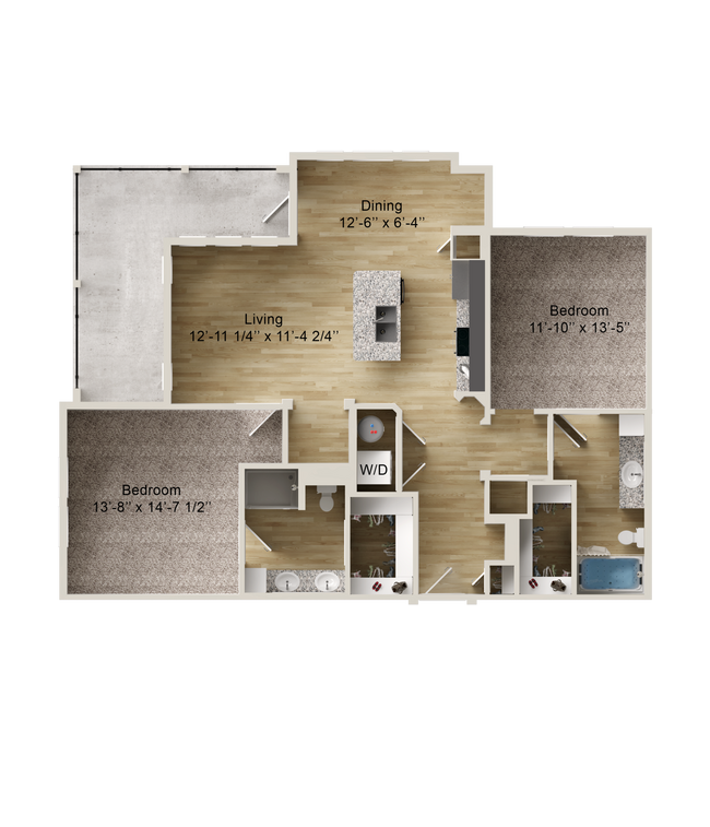 Two Bedroom Apartment in Greenville, TX with walk-in closets and a wrap-around balcony - Aspire at Greenville