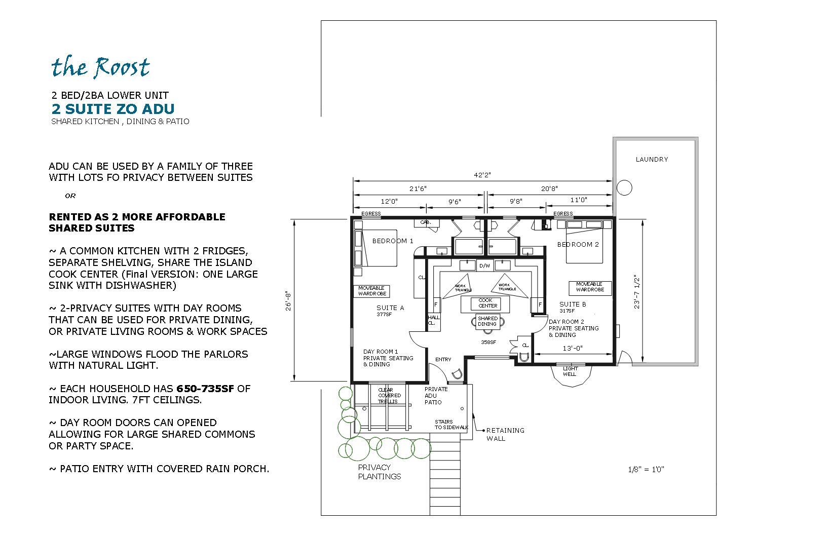 For Families who want privacy and Housemates who want to share, here's a floor plan. In the end ther - 4157 SE Brooklyn St