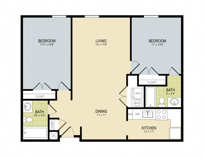 2 BR 2BA 1102 sqft - The Redwood Apartments