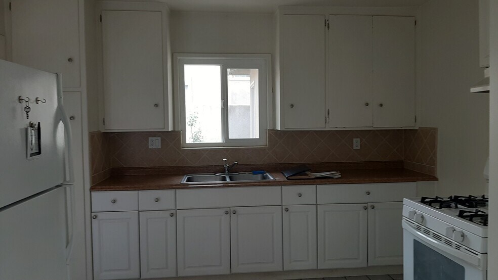 Kitchen countertops and window overlooking back yard - 455 W Elk Ave