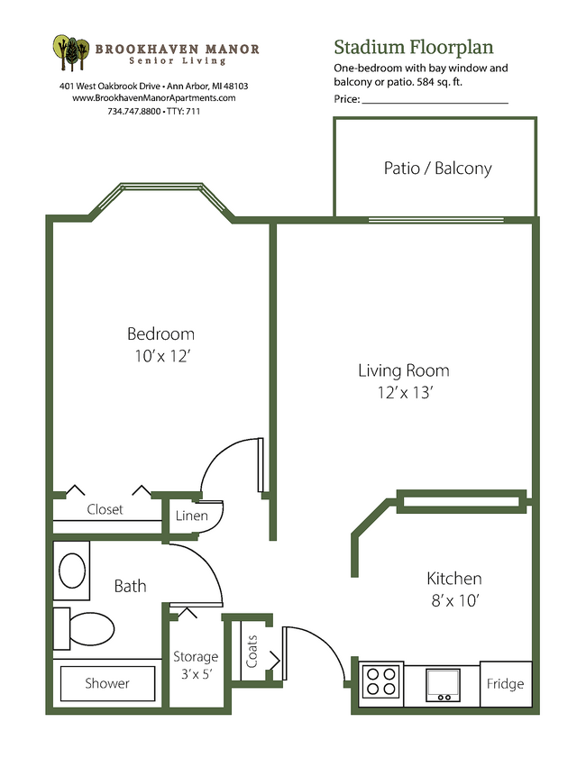 Stadium Floorplan - Brookhaven Manor Senior Living