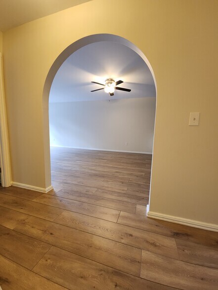 New floors, archway into living room - 24 West Rd