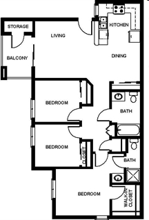 3BR/2BA - Mountain View Apartments