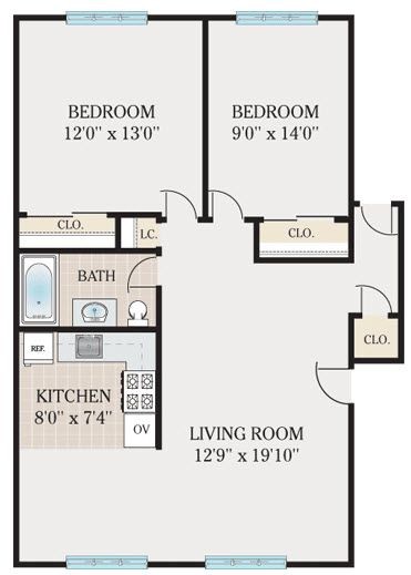 Floorplan - Bellevue Court Apartments