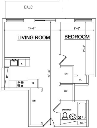 1BR/1BA - Ocean Blue