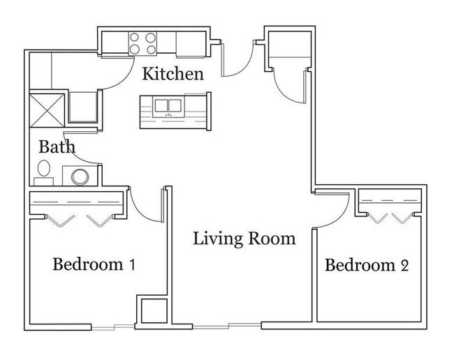 2 Bed/1 Bath 865sq - Crown Apartments