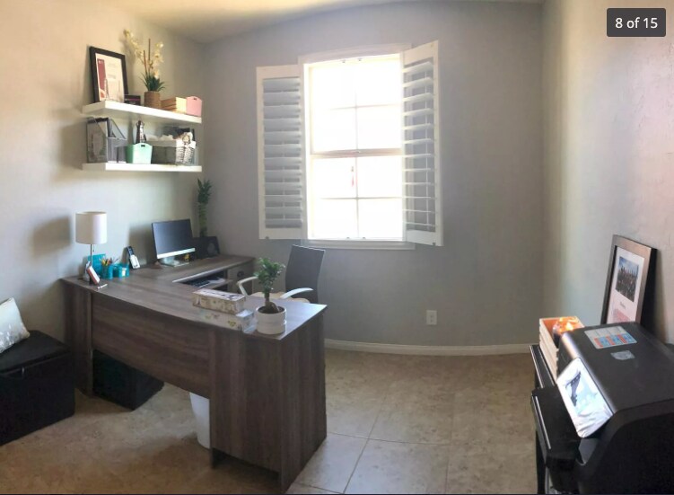 This is the guestroom bedroom beside the entry door way that you can use as an office or guestroom, the window overlooks the street. Not including furnitures/decors - 263 Garden Trellis Ct