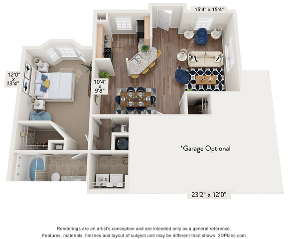 One Bedroom One Bathroom Floor Plan - Discovery Palms