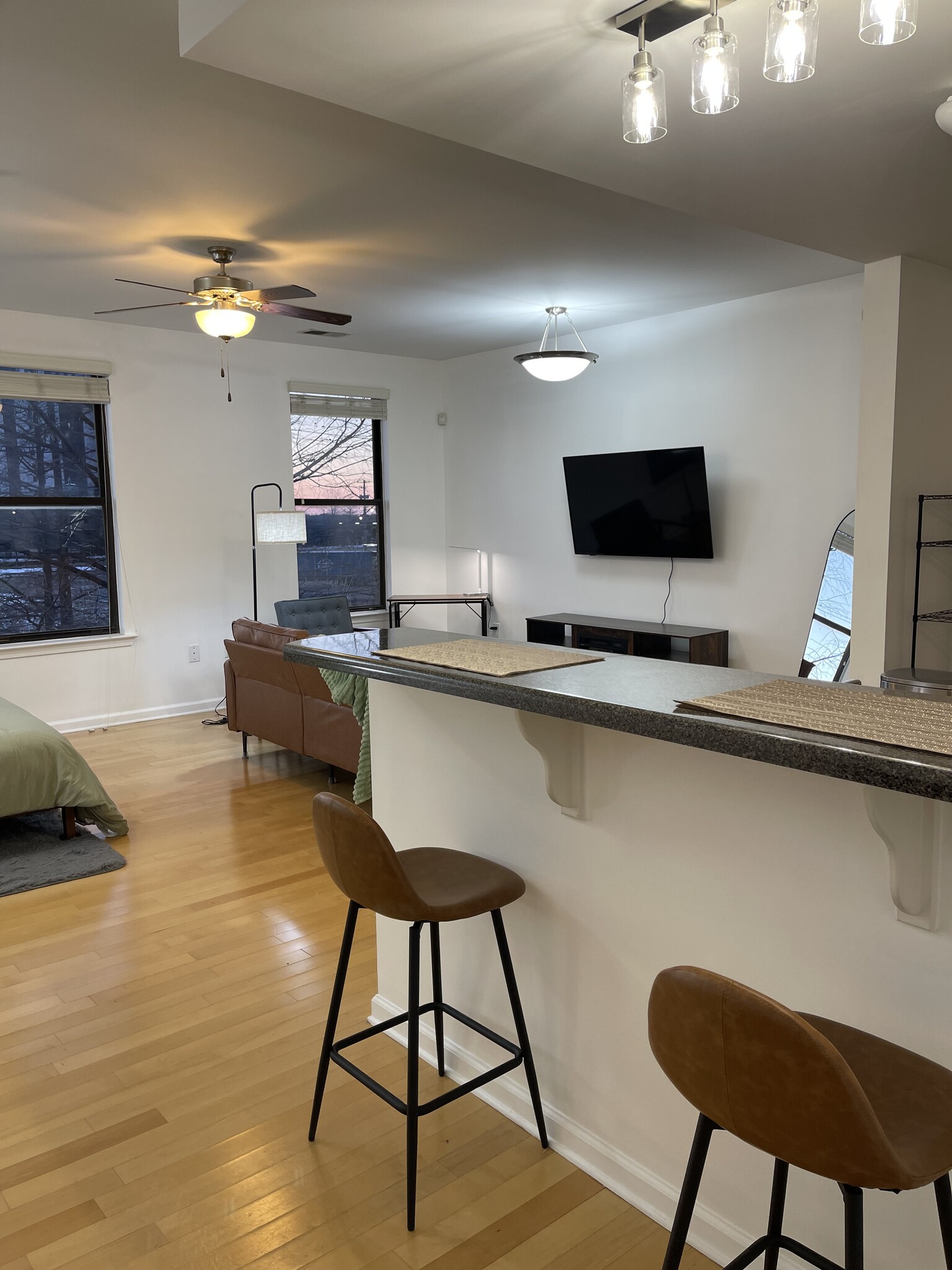 Two person seating at the bar with track lighting - 731 Litty Ct