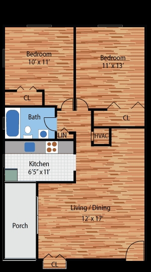 2BR/1BA - Overbrook Apartments