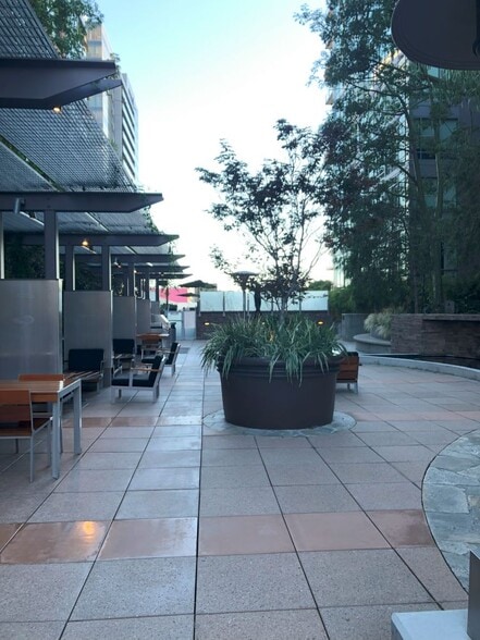 BBQ area - dusk - 1111 S Grand Ave