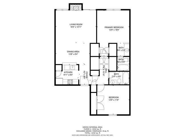 Two Bedroom Floorplan - Woodstone Apartments