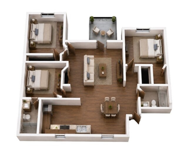 3 Bedroom Floor Plan Uptown Palms - Uptown Palms Apartments