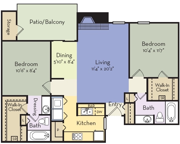 2BR/2BA - Oak Ridge Apartments
