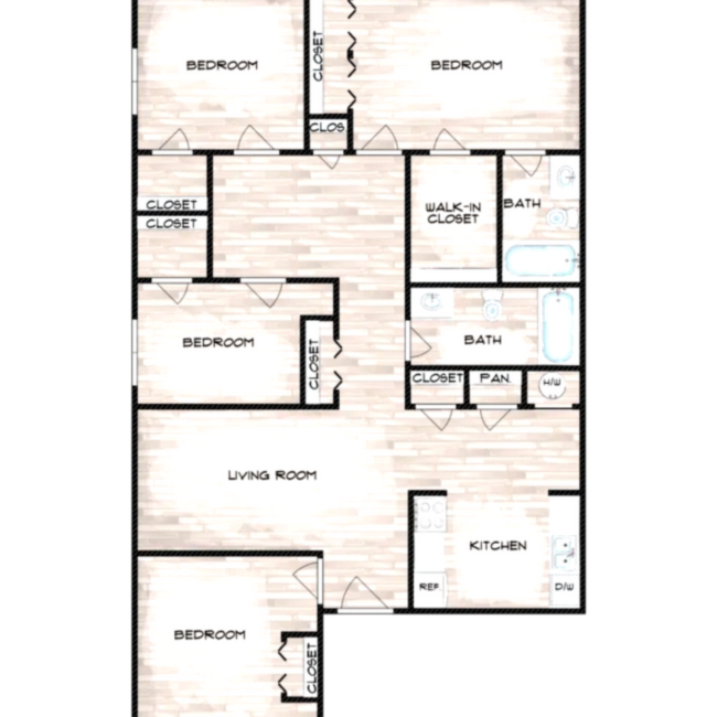 4x2, 1,208 SqFt - Summit at Unique Garden Apartments