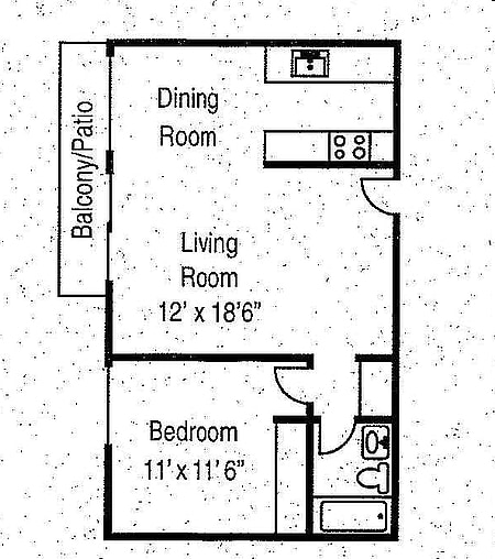 Camelia 2D 1-Beroom Floor Plan - The Cedars