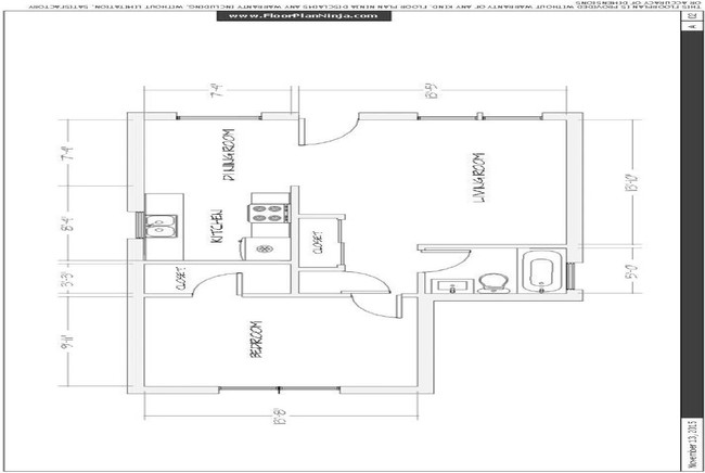 1/1 Floor Plan 633sf - Jefferson Manor