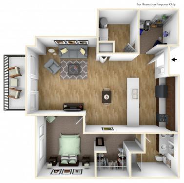 1x1 w/ Den - Elm Lofts