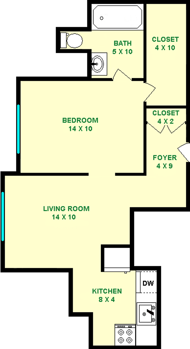 Franklin One Bedroom Floorplan - Cavendish