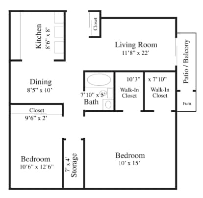 2BR/1BA - Chesterfield Place Apartments