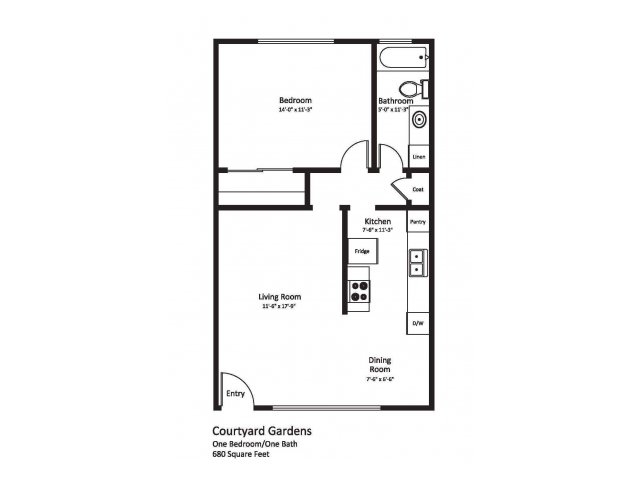 1BR/1BA - Courtyard Gardens