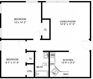 2BR/1BA - Paradise Lane Apartments