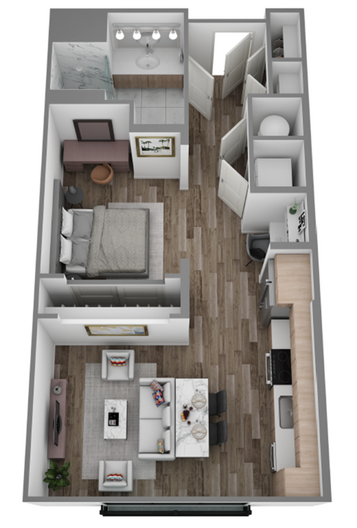 Explore this elegantly designed apartment layout, perfect for modern living. - Hanover Hyannis